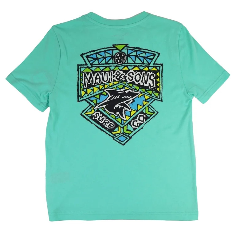 Maui and Sons Boys T-Shirt, Skagway Beach Vibes Tee, Celadon, Summer Coastal Casualwear | Walmart (US)