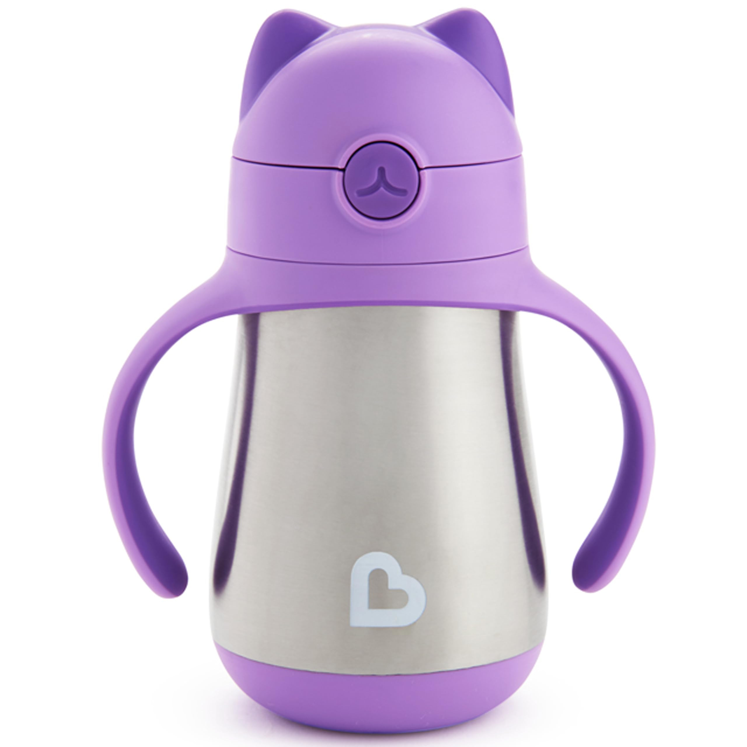 Munchkin Cool Cat Sippy Cup for Toddlers, Stainless Steel Straw Cup, 8 Ounce, Purple | Amazon (US)
