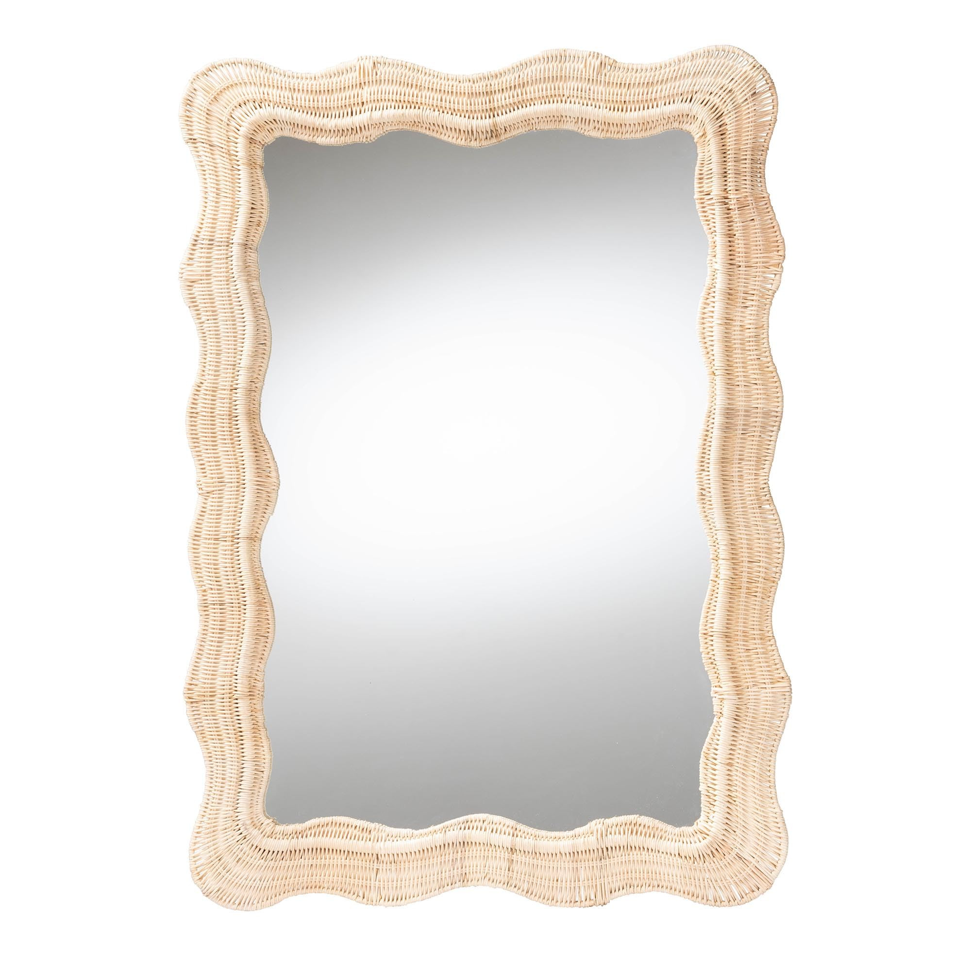 bali & pari Hasana Scallop Natural Rattan Accent Wall Mirror, 39.5" L x 27.6" W | Amazon (US)