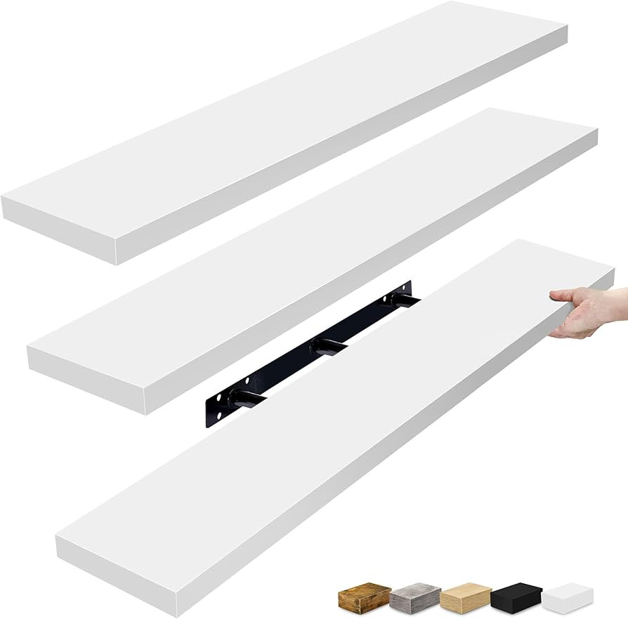 Sorbus Floating Shelves for Wall - 3 Long Floating Shelves for Bedroom, Kitchen, Living Room, Bat... | Amazon (US)