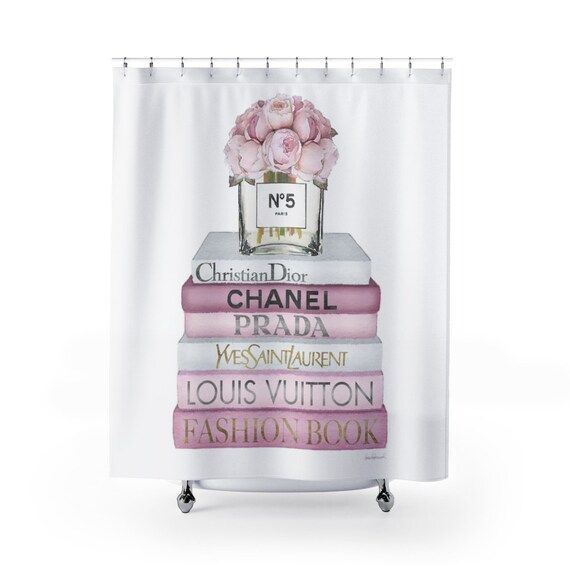 Shower Curtain, Blush, Blush pink, fashion books, Peonies, Roses, Designer, Pretty, bathroom, Gif... | Etsy (US)
