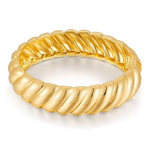 Glorig Gold Bracelet for women With Wave Bracelet Fashionable Irregula Twisted Cuff Chunky Bracelet Gold Bangle bracelet Jewelry Gift | Amazon (US)