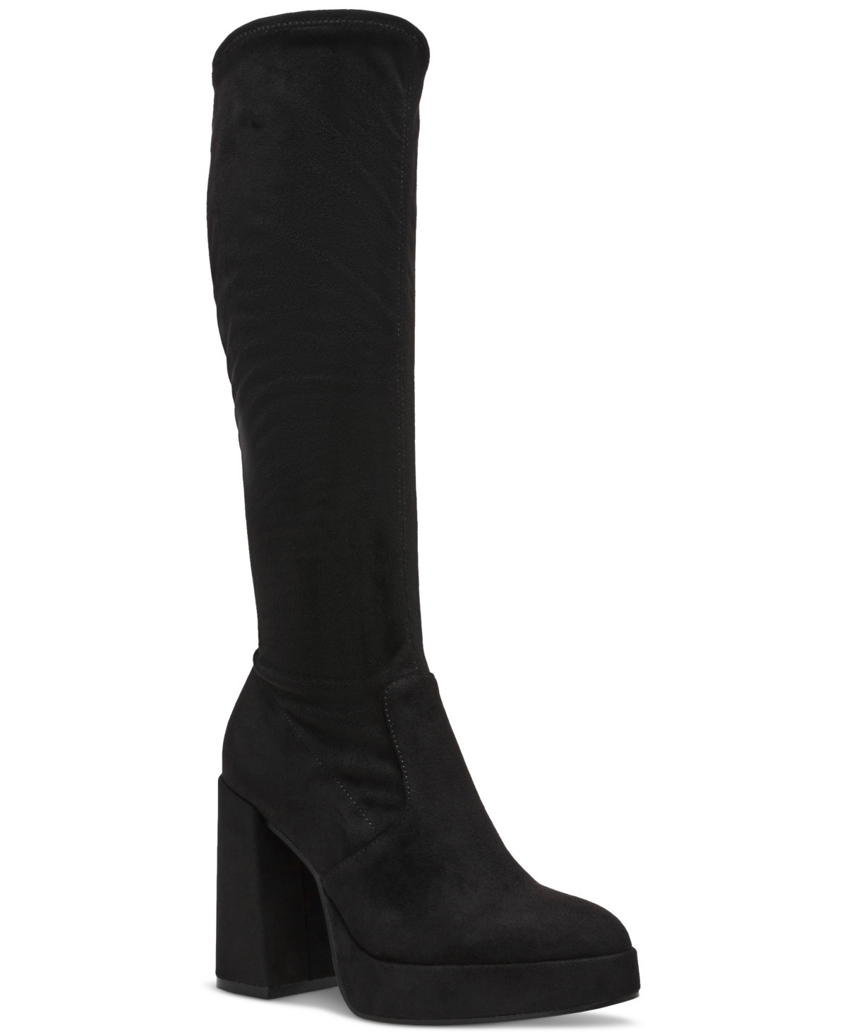 Steve Madden Twain Platform Knee-High Stretch Boots - Black | Macy's