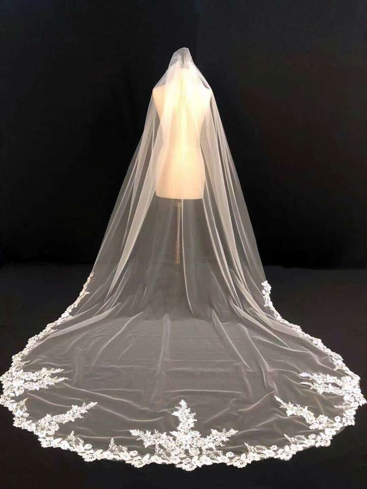 Embroidery Detail Bridal Extra Long Veil Halloween | SHEIN