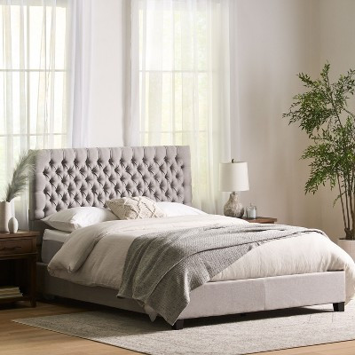 GDFStudio Brandi Contemporary Tufted Upholstered Queen Bed Frame with Diamond Stitching, Light Gray | Target