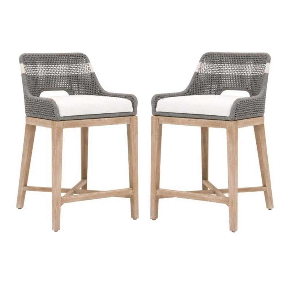 Home Square 26" Fabric Counter Stool in Gray Finish - Set of 2 | Amazon (US)