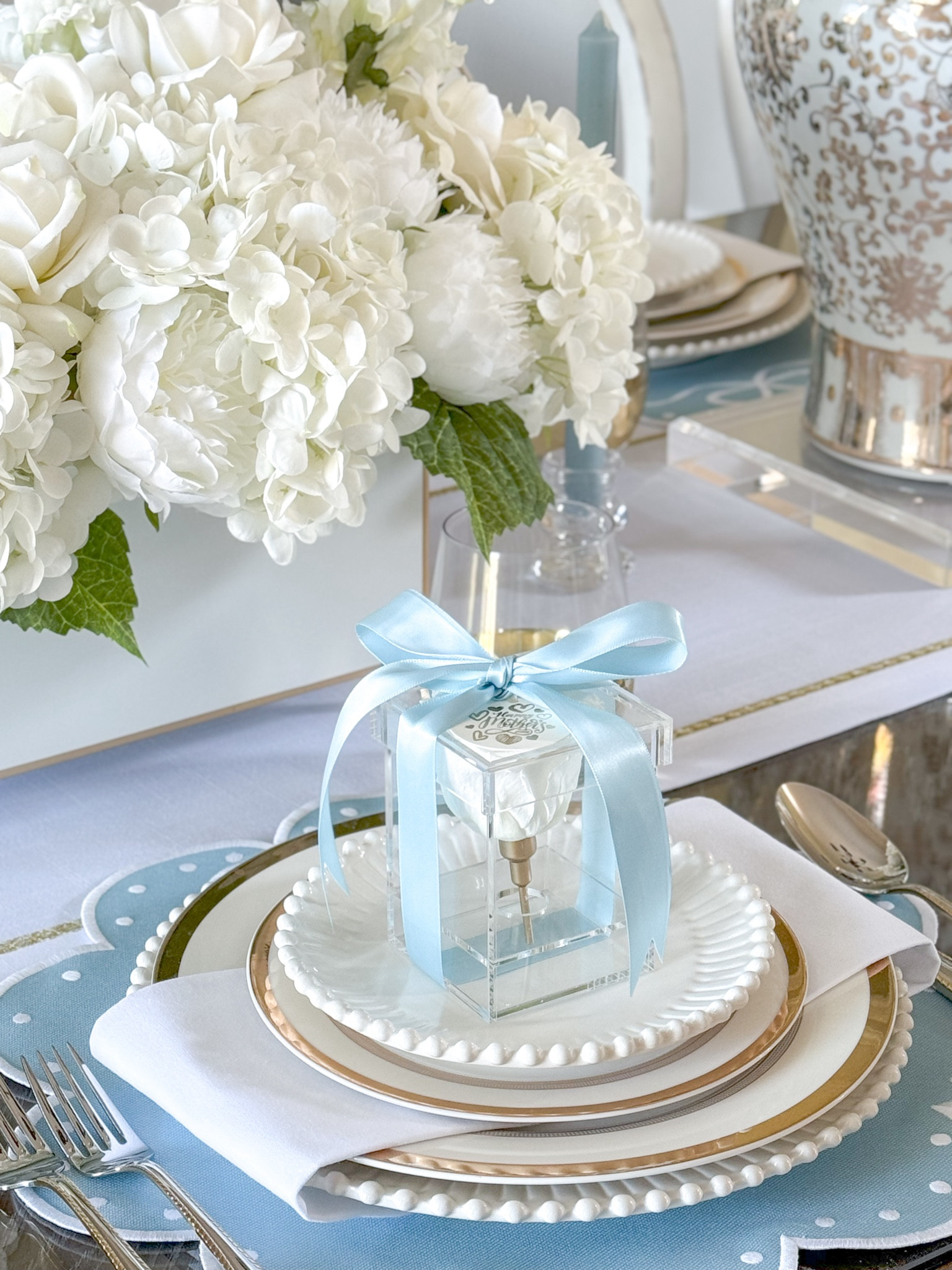 Easy and affordable DIY preserved rose box for Mother’s Day! Such a great party favor for bridal showers, baby showers or any spring event! So many colors of roses to choose from and 3 day priority shipping! See my reel on IG (@thespilledsugar) for the tutorial 🩵

Acrylic rose box, infinite rose, Mother’s Day gift idea, Mother’s Day tablescape, entertaining ideas, blue and white decor, white faux flowers, white and gold plates, scalloped placemats, two tone flatware, rectangular planter, footed planter, centerpiece ideas, spring table

#LTKfindsunder50 #LTKSeasonal #LTKGiftGuide