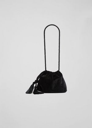 Dolly Black Velvet Drawstring Bag | L.K. Bennett (UK)