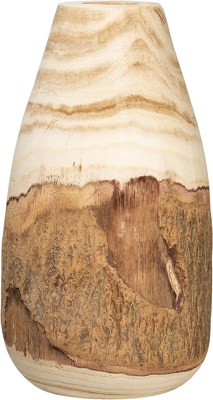 Creative Co-Op 13" H Carved Paulownia Wood Live Edge (Each one Will Vary) Vase, 12.5", Brown | Amazon (US)