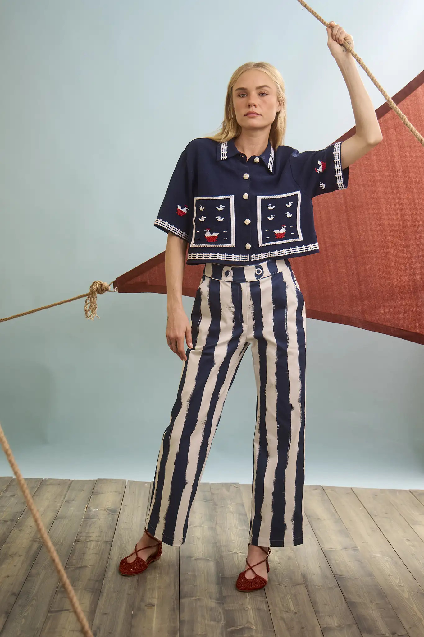 Juno Pant | Navy Striped Pants | Hunter Bell | Hunter Bell