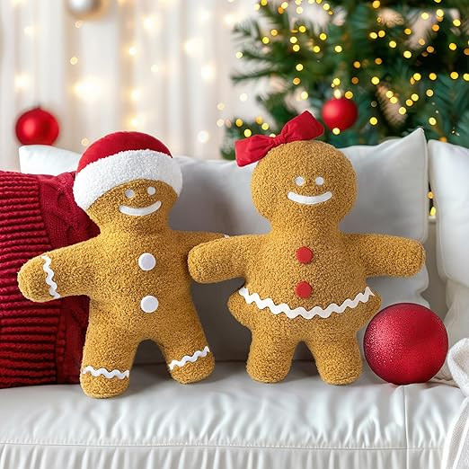 AELS Gingerbread Man Pillow Set of 2, 19" Christmas Decorative Throw Pillows, Gingerbread Boy & G... | Amazon (US)