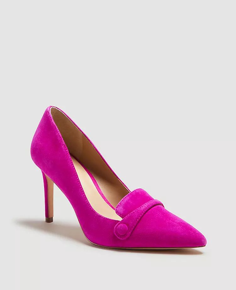 Maryanne Suede Button Loafer Pumps | Ann Taylor | Ann Taylor (US)