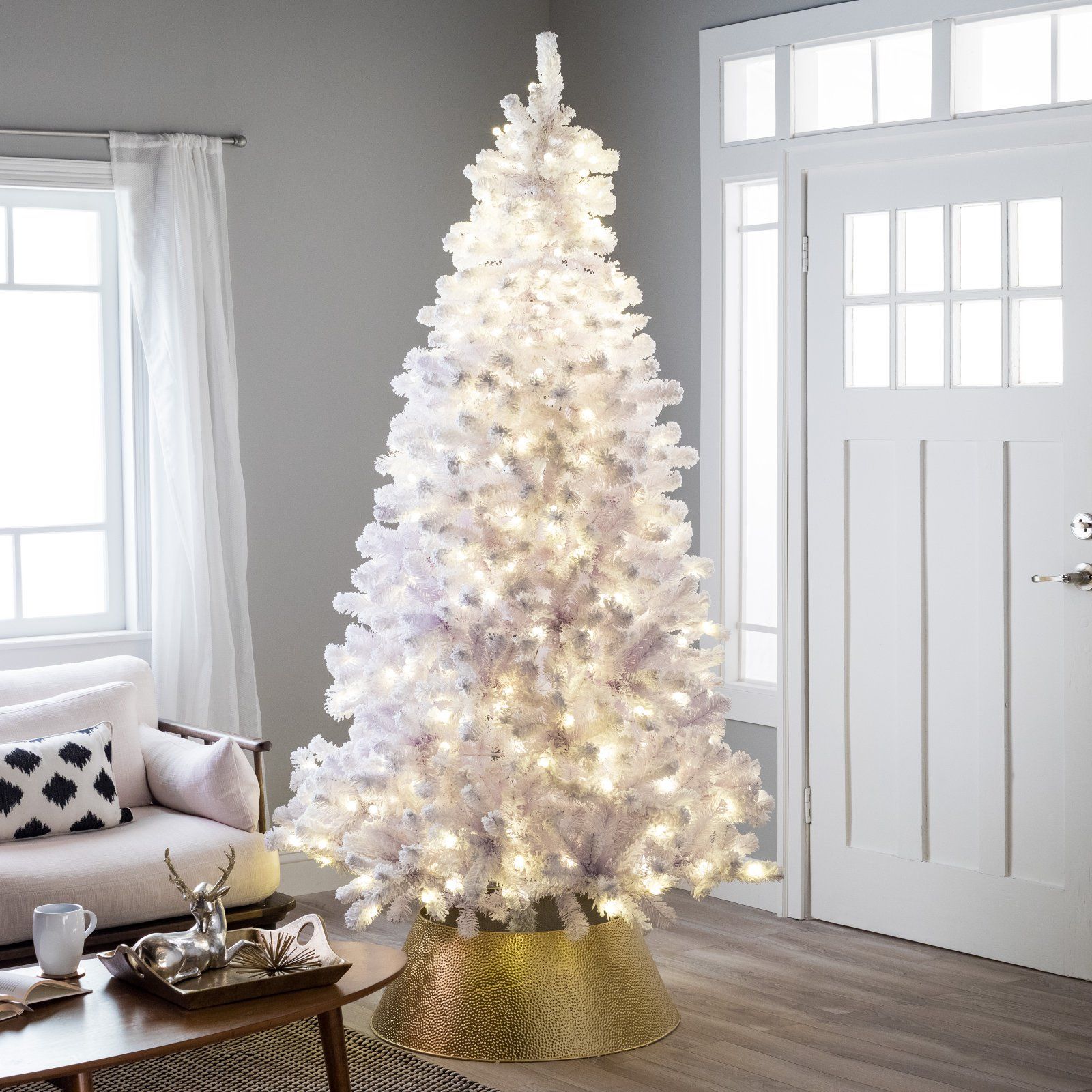Belham Living Prelit Conical Christmas Tree 6.5 ft, White | Walmart (US)