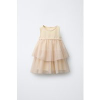 Zara - Combination Shimmer Tulle Dress - Kids - Soft Gold - Kids | Zara US