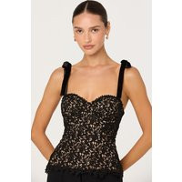 ASTR the Label | Donne Floral Lace Bustier Top in Black nude | Size XS | ASTR The Label (US)