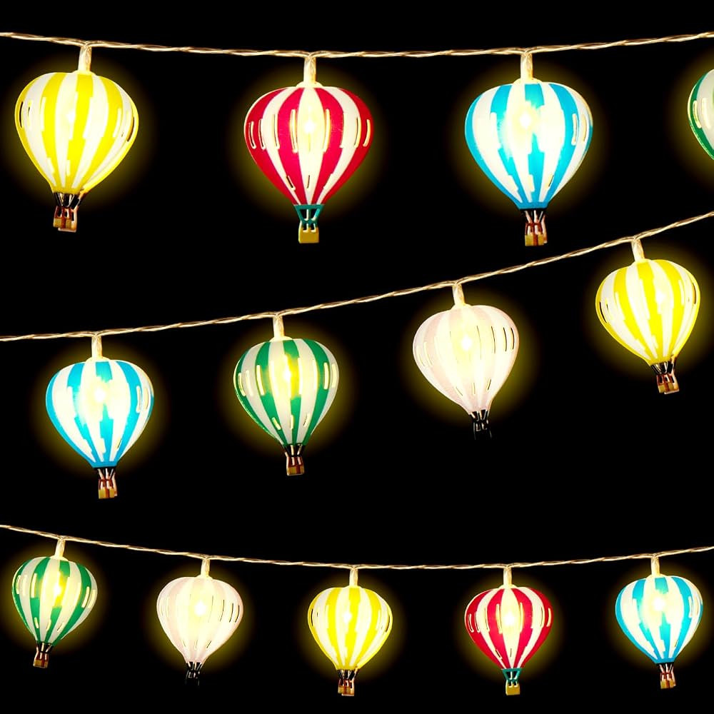VIHOSE Multicolor Hot Air Balloon String Lights 20 LED 10 Ft Balloon Hanging Garland Hot Air Ball... | Amazon (US)