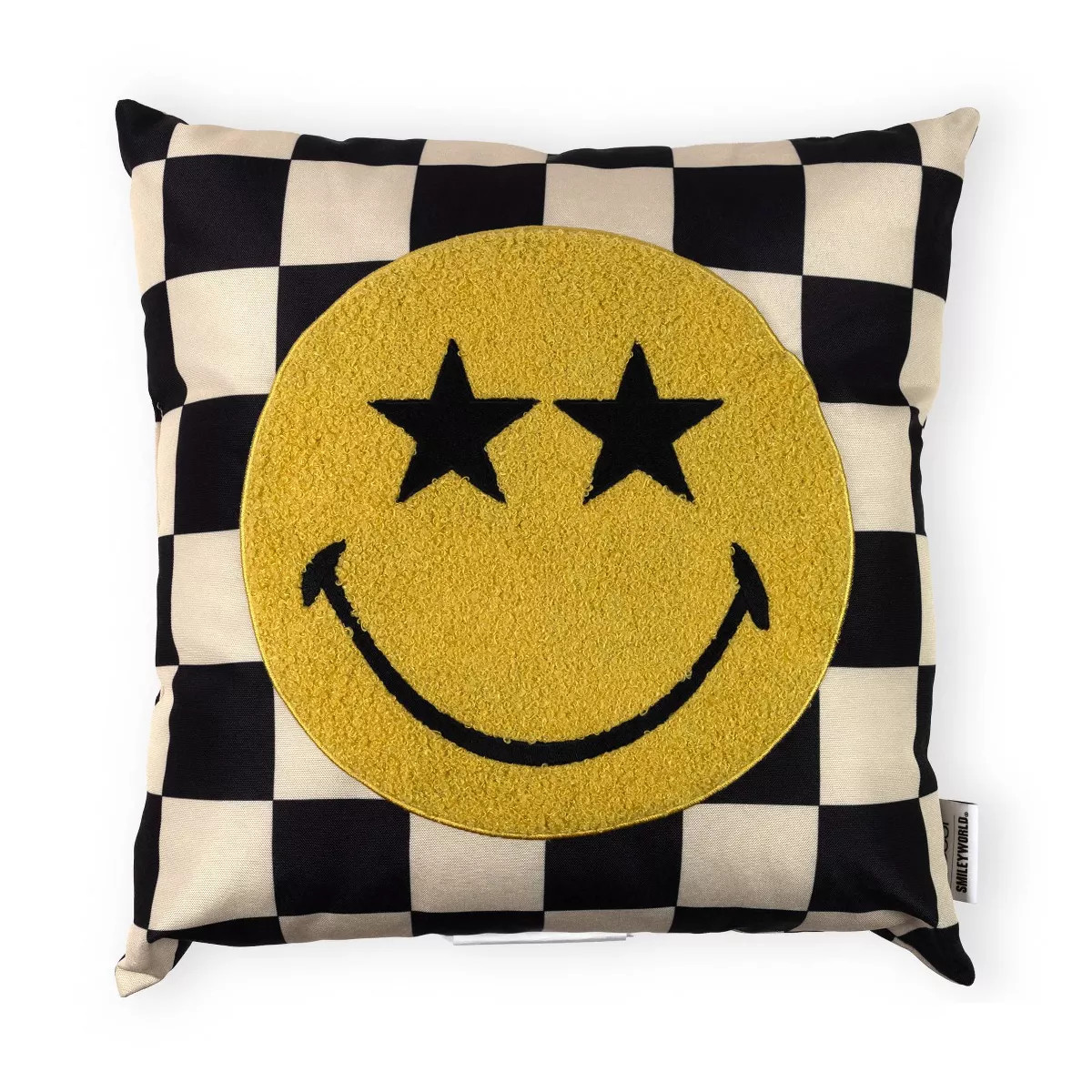 Yoobi SmileyWorld 16"x16" Tufted Checkered Throw Pillow Black | Target