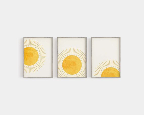 Boho Wall Art Set - Setting Sun Wall Art - Print Set of 3 - Boho Sun Print - Boho Prints - Kids R... | Etsy (US)