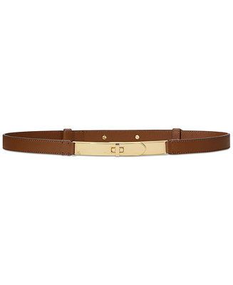 Lauren Ralph Lauren Women's Turn-Lock Skinny Leather Belt - Macy's | Macy's