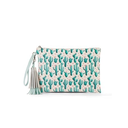 No Boundaries Mint Cactus Wristlet Tassel Pouch | Walmart (US)
