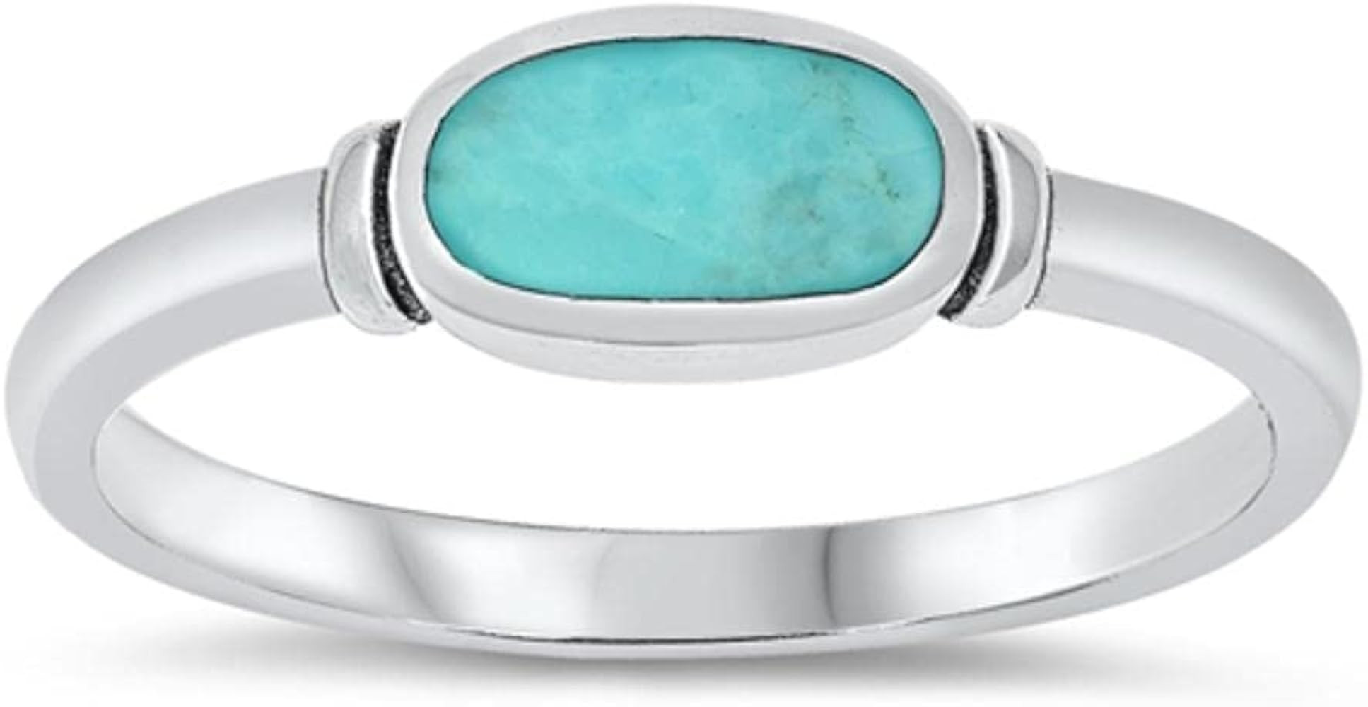 CHOOSE YOUR COLOR Sterling Silver Oval Ring | Amazon (US)