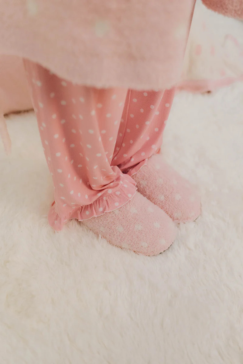 Pink Polka Dot Slippers | Staykation