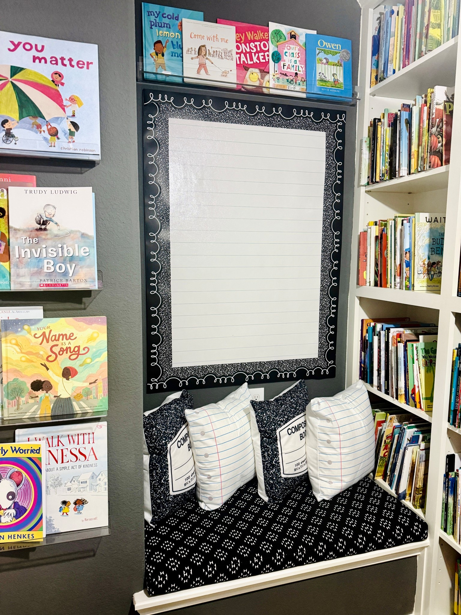 Added this bulletin board & acrylic shelves to the library + some new pillows!

#LTKHome