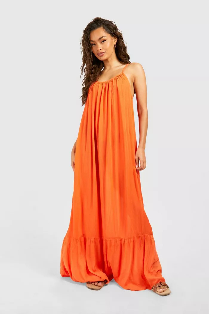 Strappy Cheesecloth Maxi Dress | Boohoo.com (UK & IE)