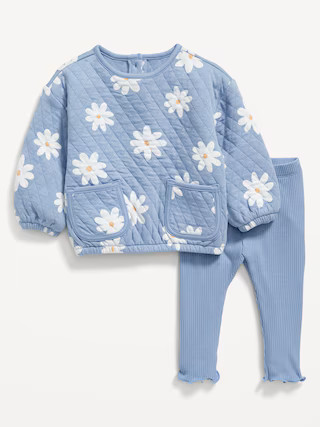 Printed Quilted Jacquard Sweatshirt & Leggings Set for Baby | Old Navy (US)