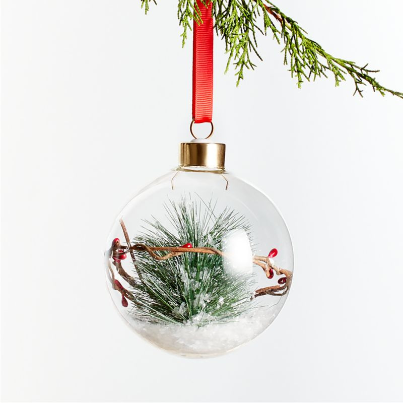 Berry Pine in Glass Ball Christmas Tree Ornament + Reviews | Crate & Barrel | Crate & Barrel