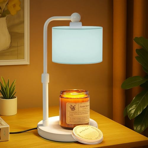 Bingyouth Candle Warmer Lamp with Timer, Dimmable Candle Wax Warmer, Height Adjustable Electric Candle Lamp Warmer with 2 Bulbs, Gifts Idea for Women Her, Mom, Vintage Home Decor for Bedroom-Blue | Amazon (US)