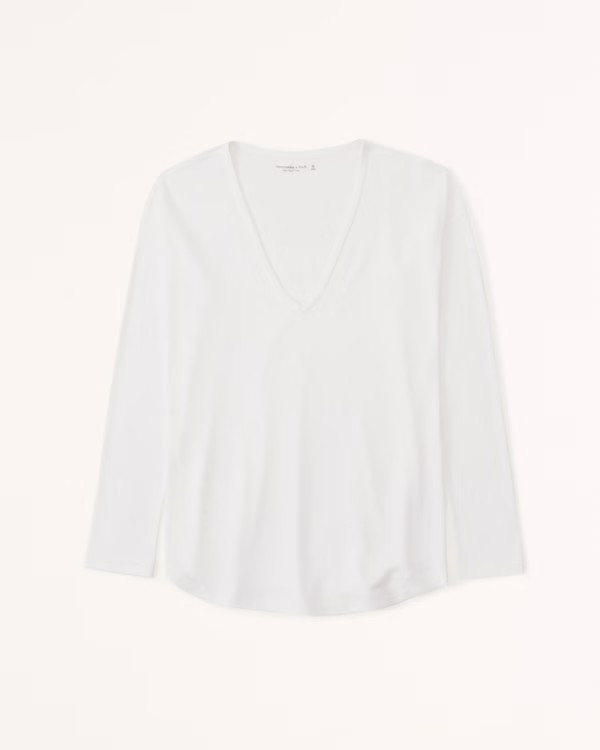 Women's Cozy Long-Sleeve V-Neck Legging Tee | Women's Tops | Abercrombie.com | Abercrombie & Fitch (US)