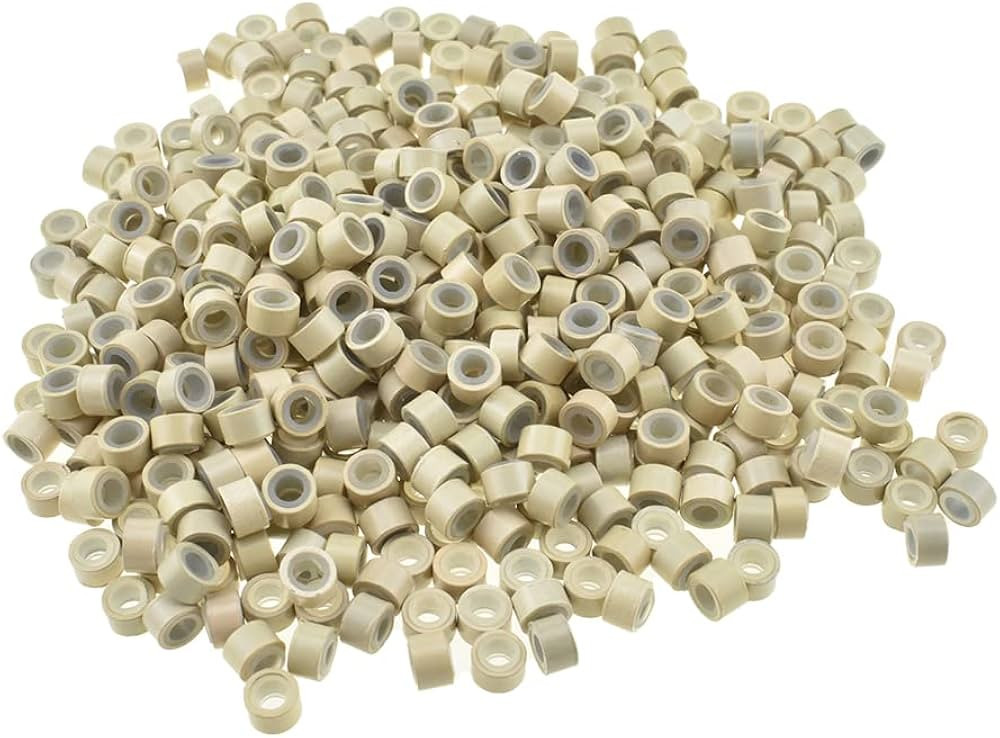 HAHIYO 500pcs Blonde 5.0x3.0x3.0 mm Micro Links Hair Extension Beads Silicone Lined Hair Extensio... | Amazon (US)