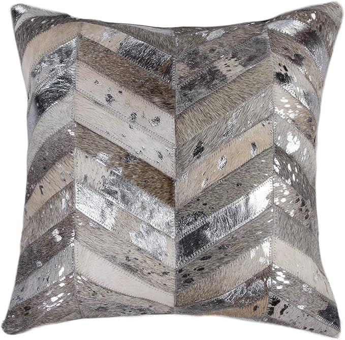 Natural Torino Cowhide Throw Pillows with Poly Insert | Chevron Accent Pillows Handcrafted from 1... | Amazon (US)
