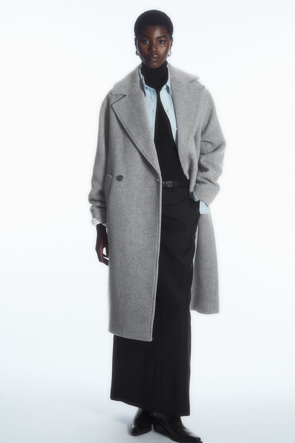 OVERSIZED DOUBLE-BREASTED WOOL COAT - GRAY - Coats and Jackets - COS | COS (US)