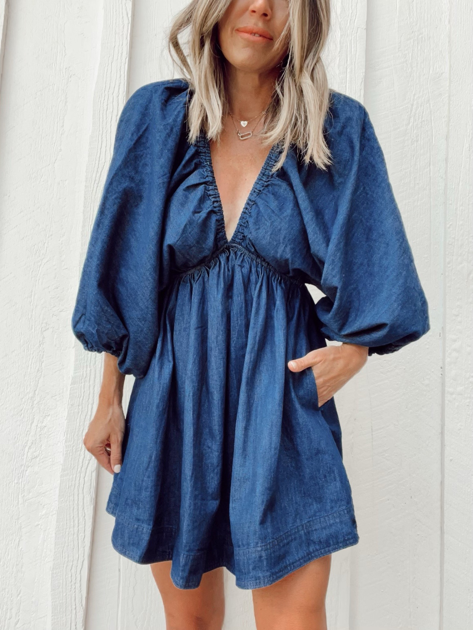 portia denim mini dress Portia Denim Mini Dress