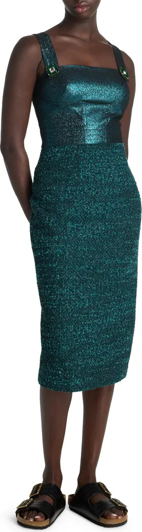 St. John Evening Mixed Media Strappy Body-Con Cocktail Dress | Nordstrom | Nordstrom