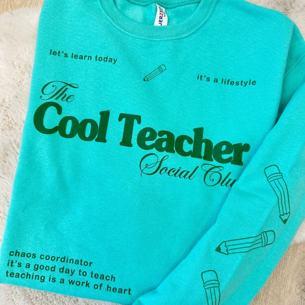 ‘Cool Teacher Social Club' Crewneck Sweatshirt | United Monograms