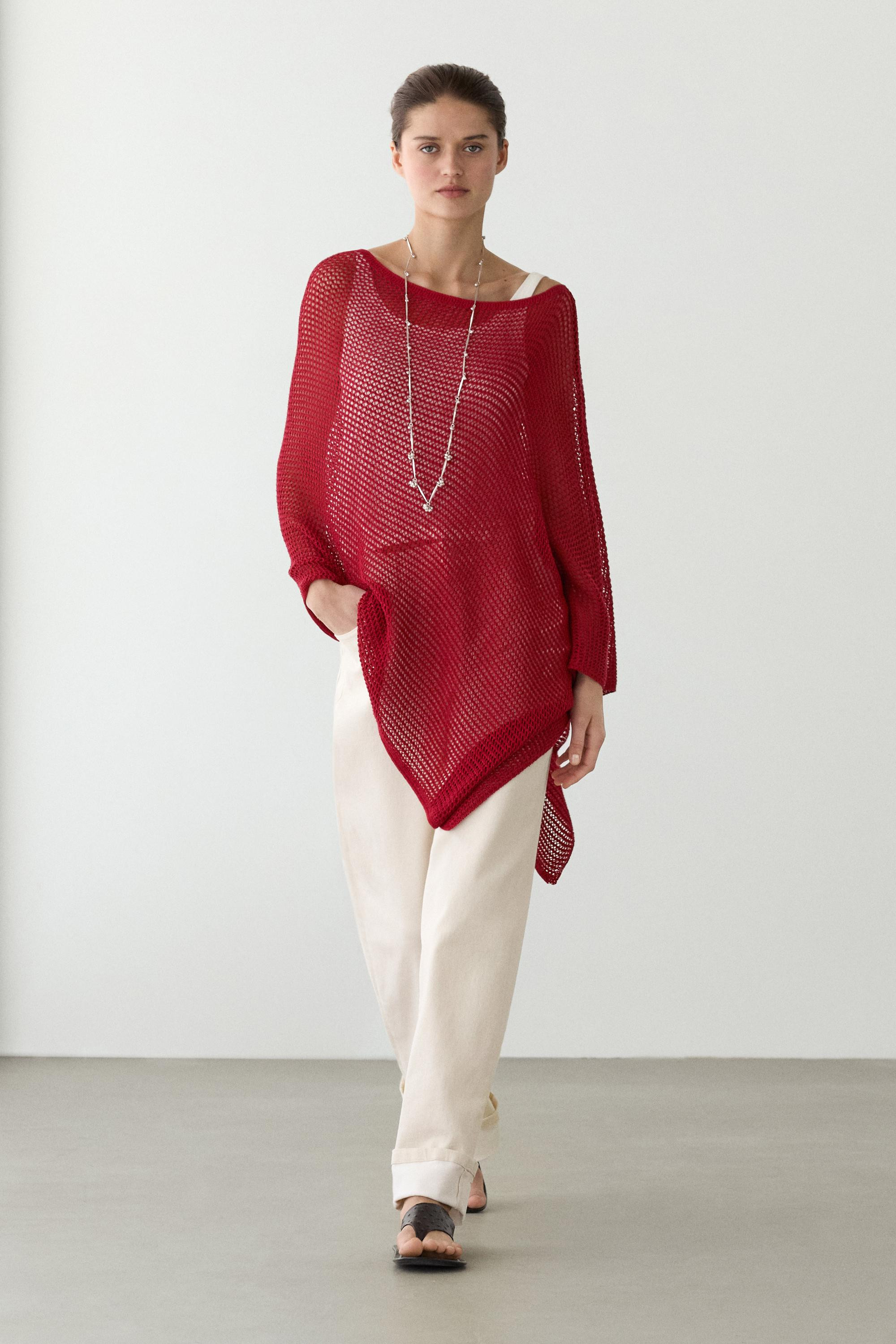 Cape asym\u00e9trique coton m\u00e9lang\u00e9 | Massimo Dutti FR
