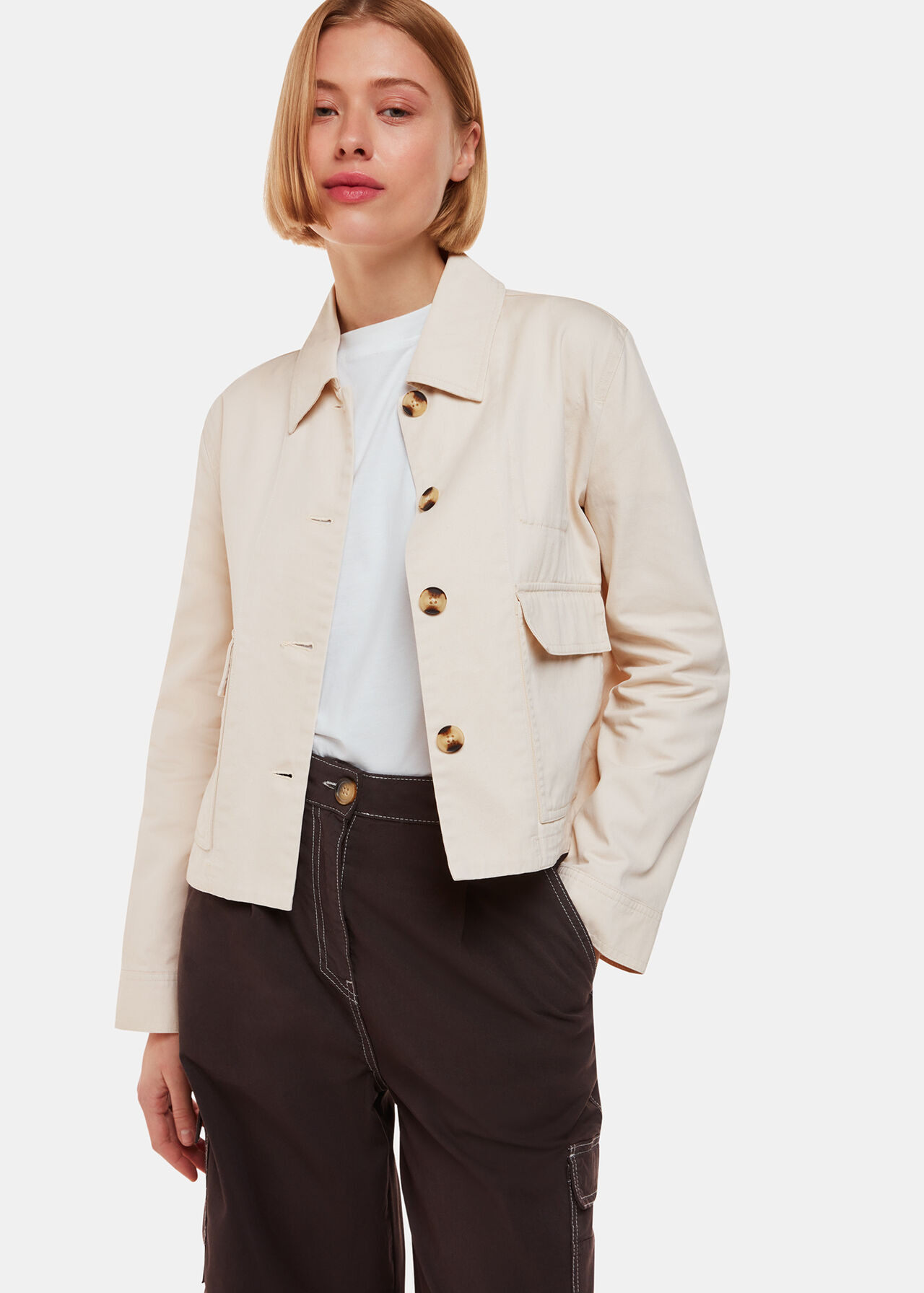 Women's Cream Button-Up Utility Jacket | Whistles UK | | Whistles