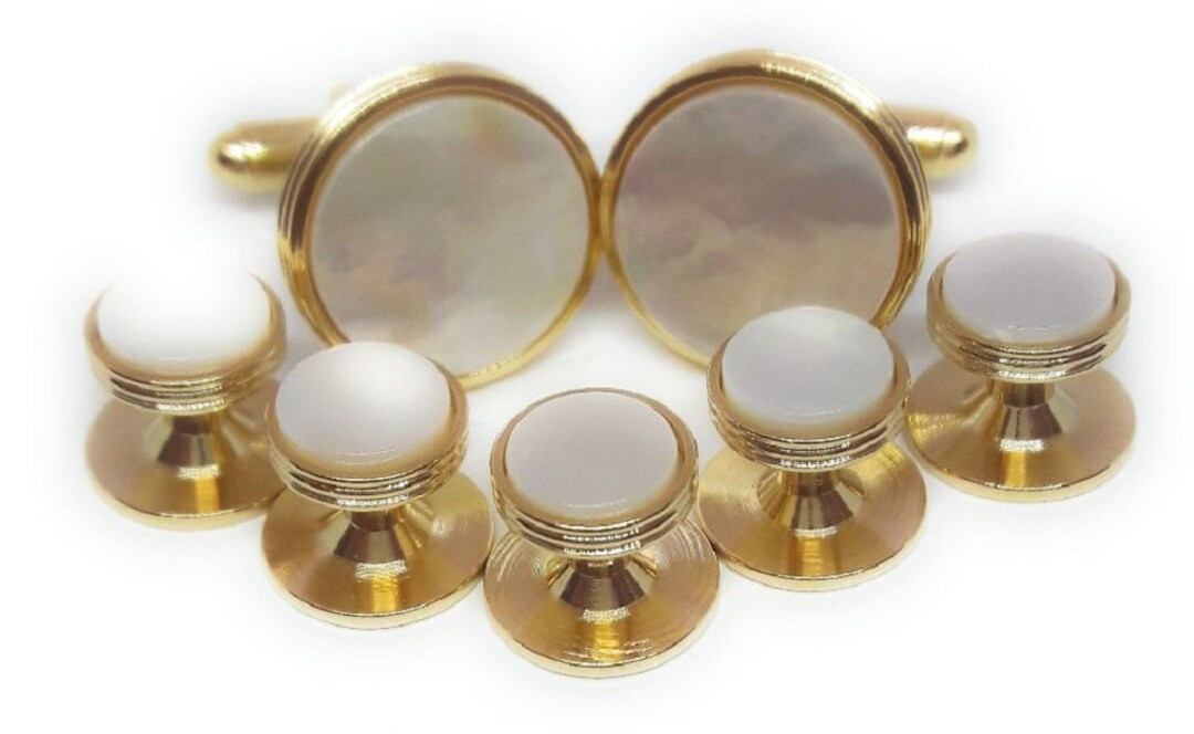 Mother of Pearl Cufflinks and Stud Set of Seven Formal - Etsy | Etsy (US)