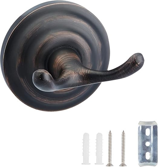 Amazon Basics Zinc Traditional Round Bathroom Towel and Robe Hook, Oil Rubbed Bronze | Amazon (US)