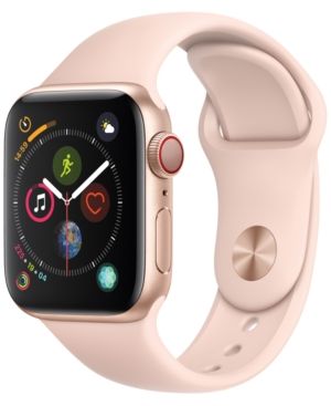 Apple Watch Series 4 Gps + Cellular, 40mm Gold Aluminum Case with Pink Sand Sport Band | Macys (US)