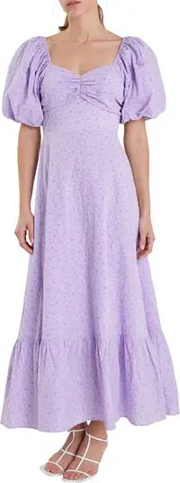 Floral Puff Sleeve Tie Back Maxi Dress | Nordstrom