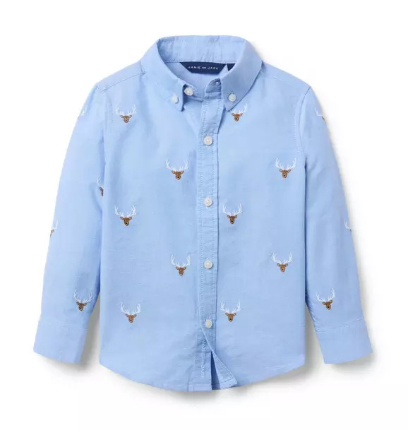 Embroidered Deer Oxford Shirt | Janie and Jack