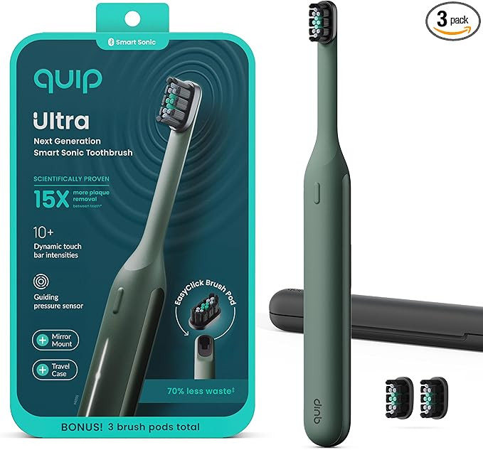 Quip Ultra Next Generation Smart Sonic Toothbrush - Timed Electric Toothbrush for Adults - Replac... | Amazon (US)