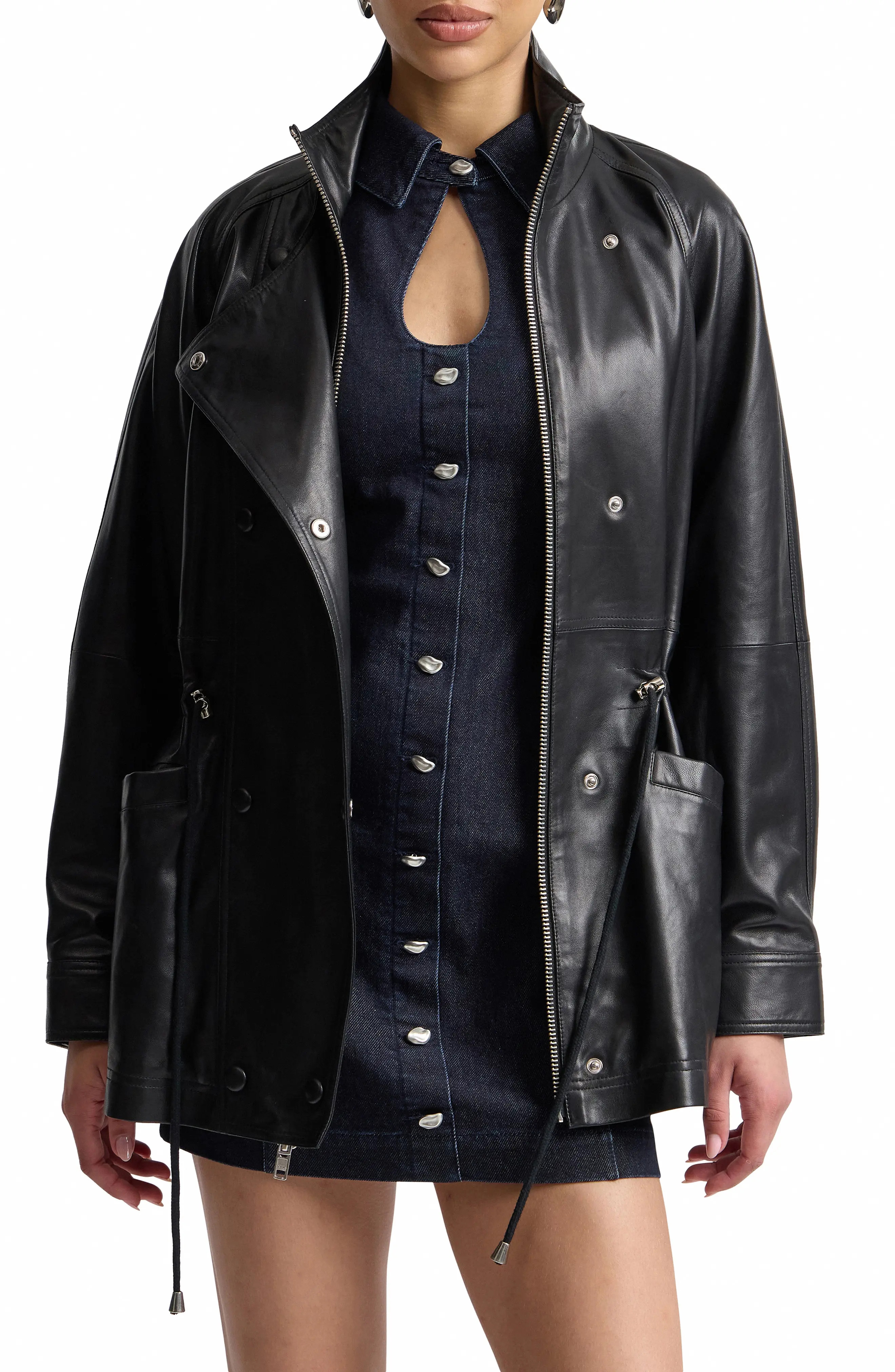 Avec Les Filles Slouchy Leather Jacket (Women) | Nordstrom | Nordstrom