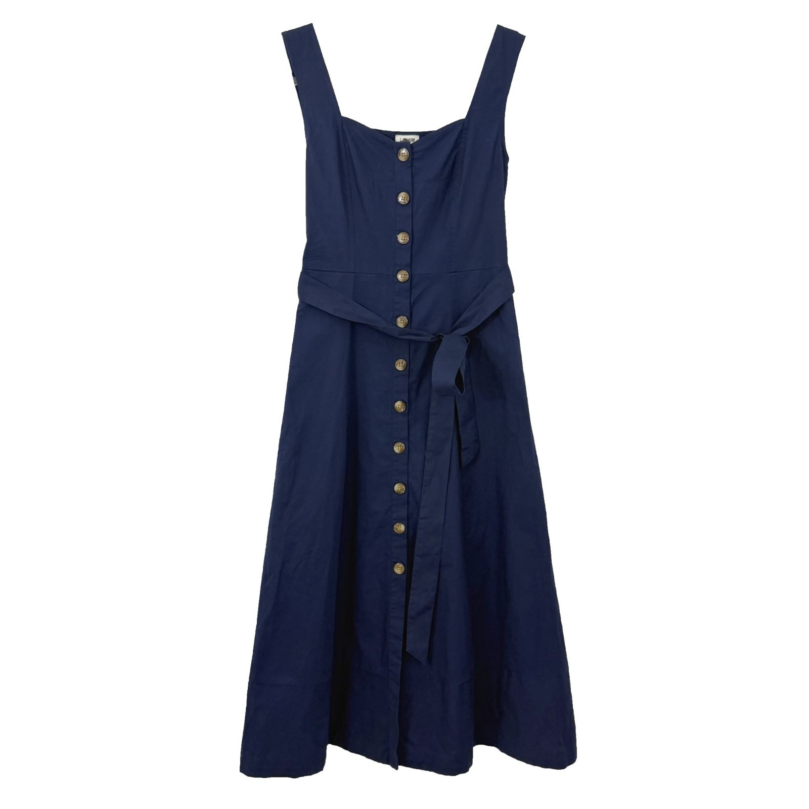 J.CREW Button-Front Belted Midi Dress 0 Antique Navy Blue Cotton NWT B99 | eBay US