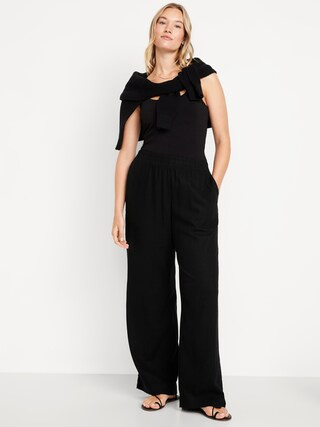 High-Waisted Linen-Blend Wide-Leg Pants | Old Navy | Old Navy (US)