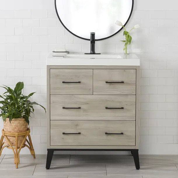 Heartwell 31.06'' Free-standing Single Bathroom Vanity with Cultured Marble Vanity Top | Wayfair North America
